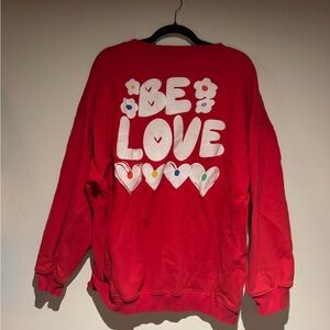Be Love Red Sweatshirt with Floral Design